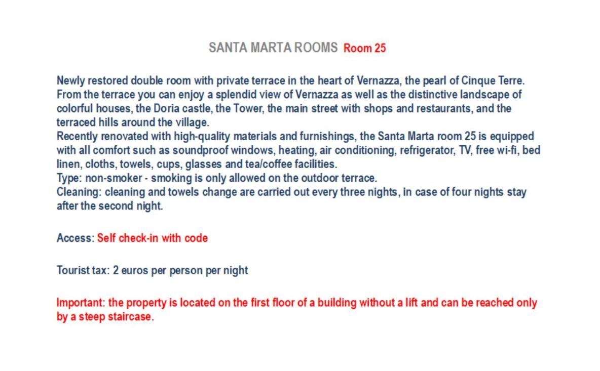 Santa Marta Rooms - Vernazza Exteriér fotografie